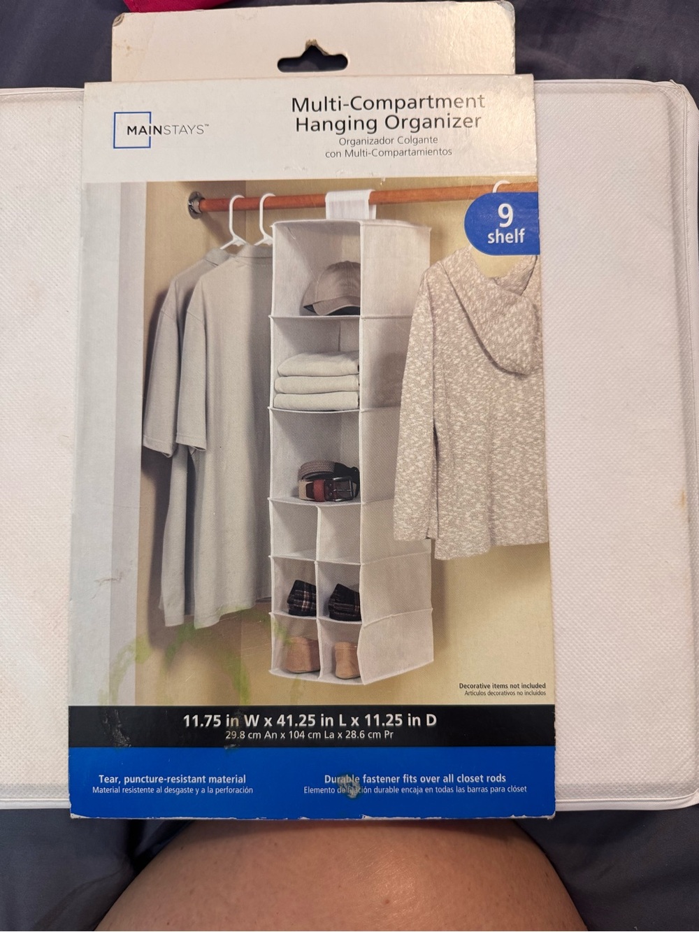 Mainstays White 9-Compartment Hanging Closet Organizer
